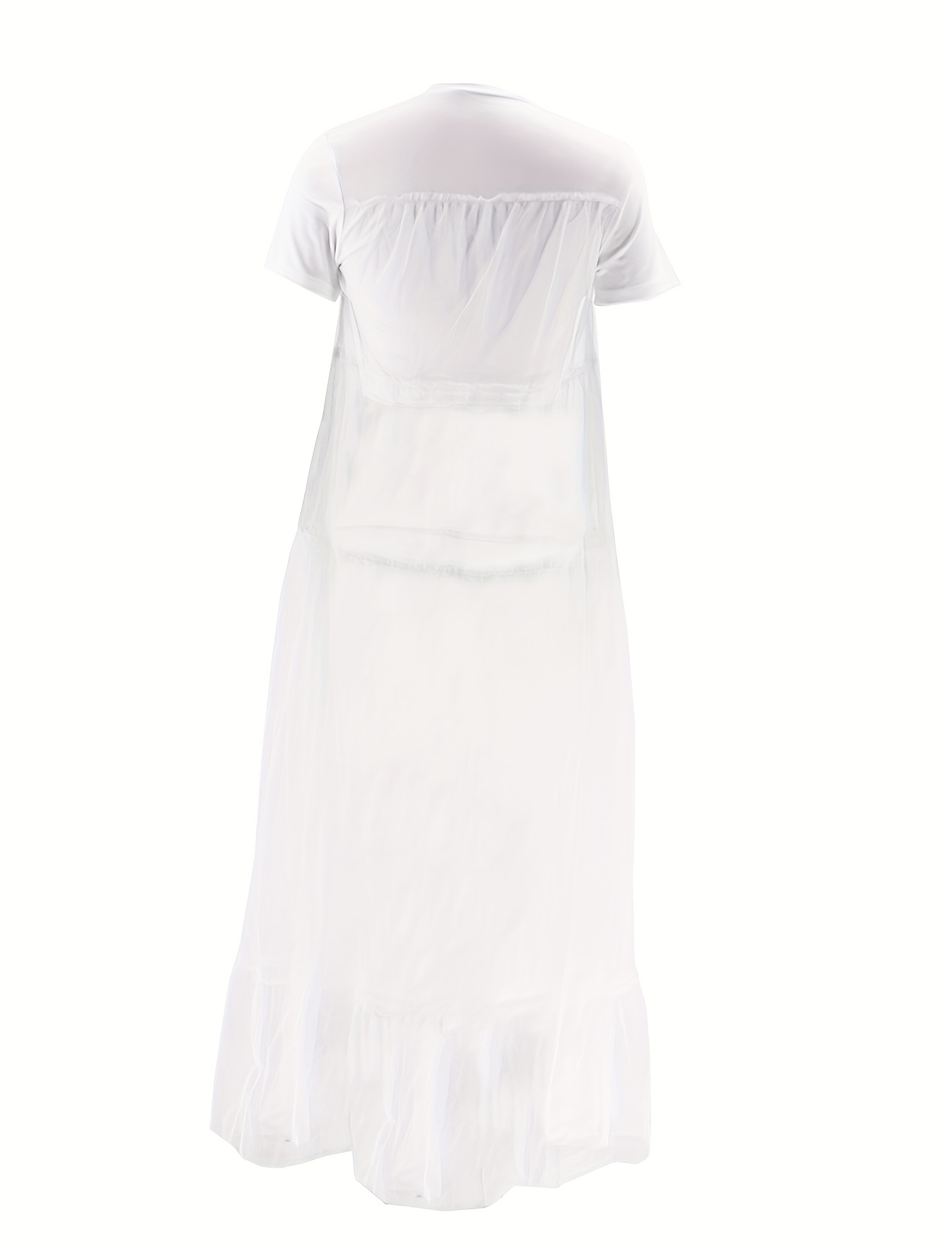 knee length dresses for ladies Bella White Mesh Plunge Maxi Dress main image 0