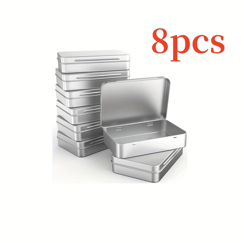 silvery tin box container with hinged lid 3 74 x 2 36 x 0 87 inches for home storage   storage small silvery tin organizer
