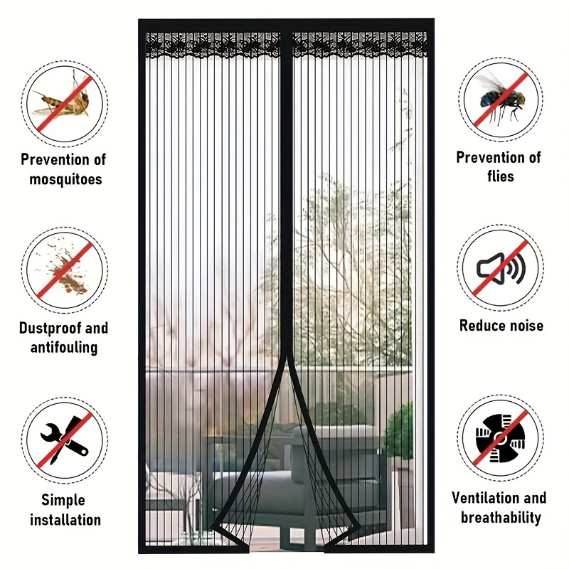 

Magnetic Adhesive Mosquito Net Door Curtain - Soft Mesh For Bedroom, Living Room, And Balcony - Suitable For Various Room Types - Includes Multiple Components - Easy To Clean - Modern Style