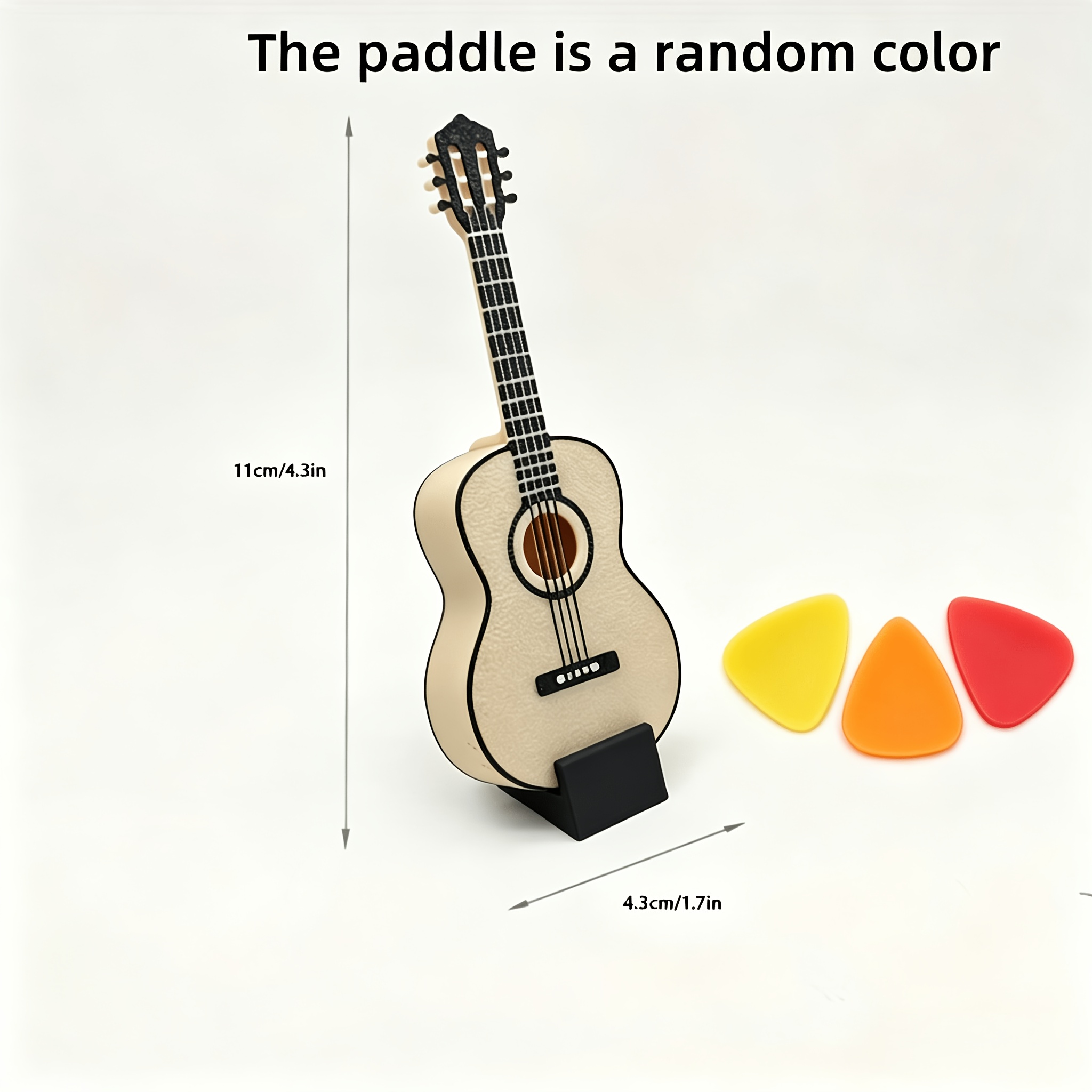 Mini Guitar Model Pick Storage Box, Creative Desktop Decoration - Includes Picks