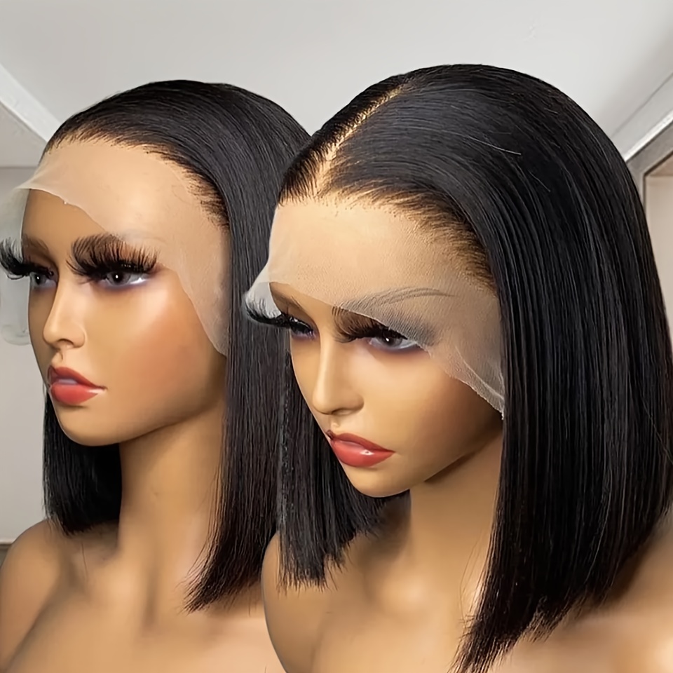 Short Straight Bob Wig Made from Human Hair with a 13X4 Lace Front And Transparent Lace Frontal