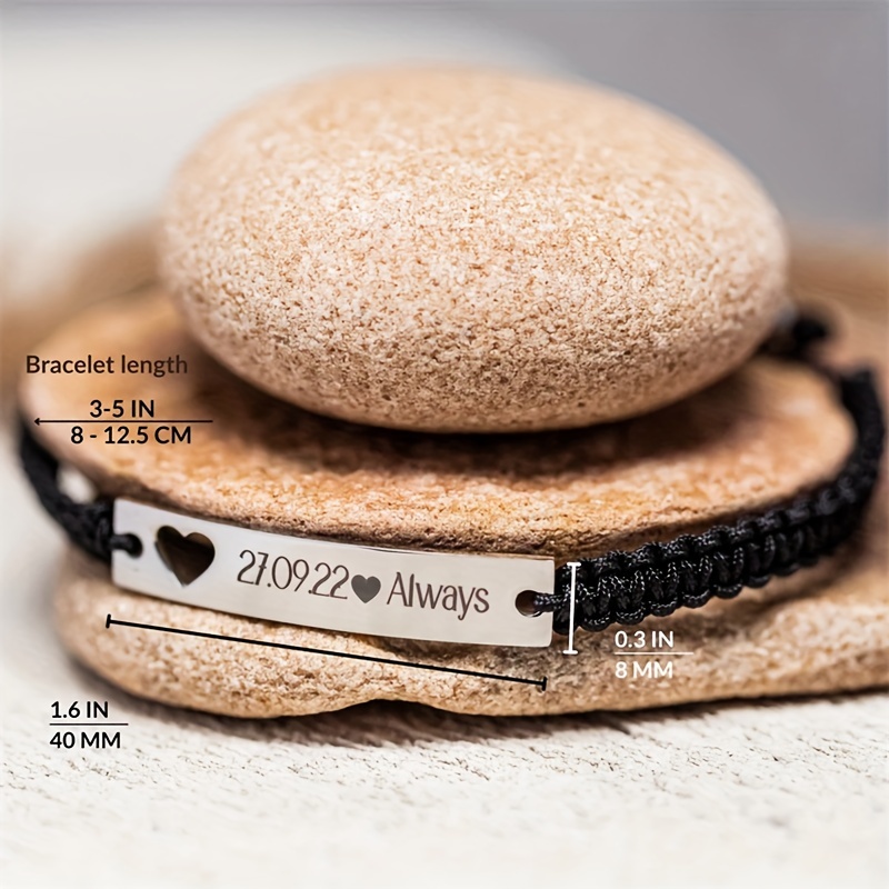 Personalized Couple Bracelets, Custom Woven Text & Dates