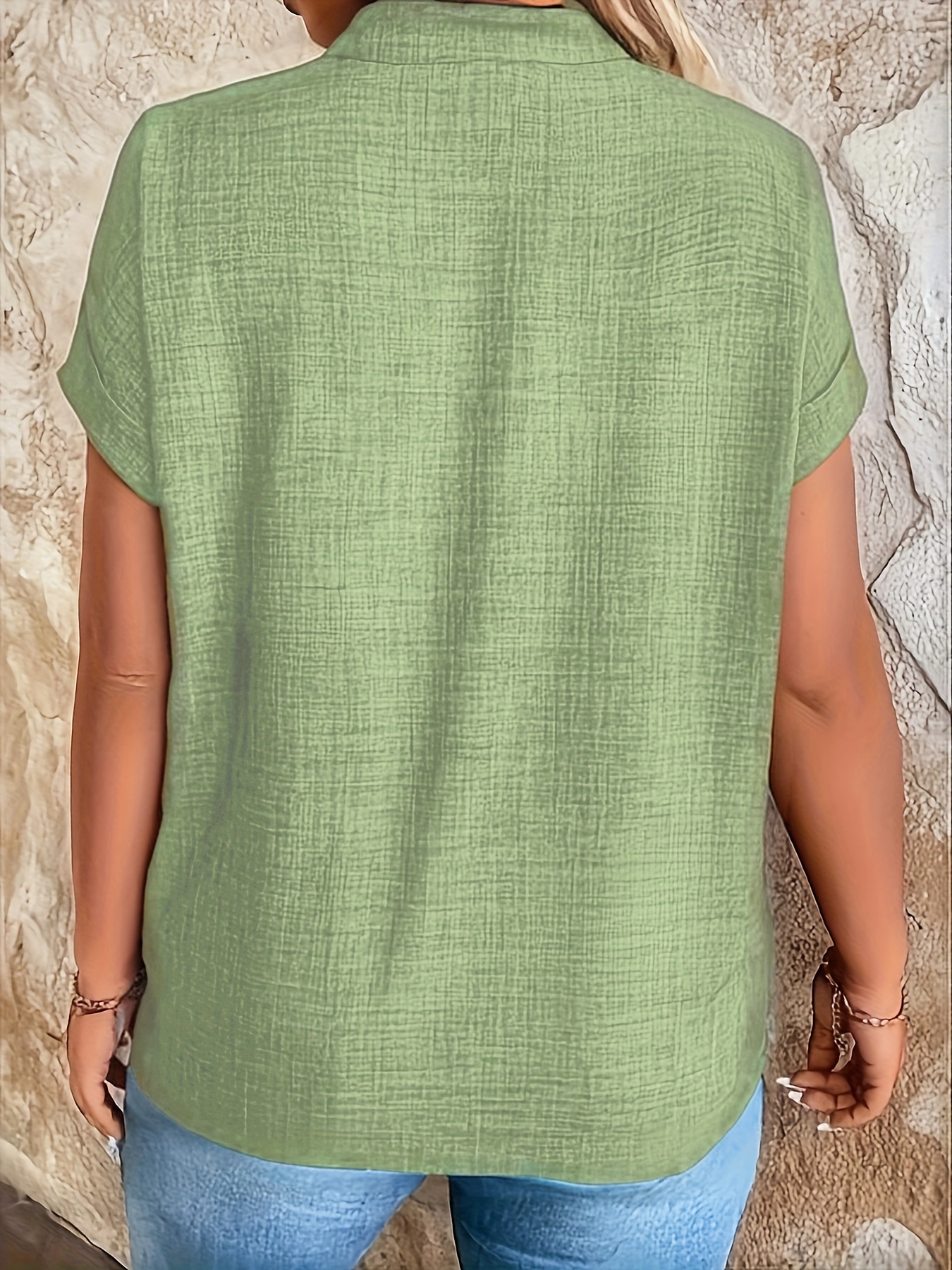 Women's Casual V-Neck Blouse with Small Stand-Up Collar - Vibrant Yellow Solid Color, Regular Fit, Machine Washable, Versatile for Spring Summer Fall, Seasonal Fashion Top, Sophisticated Casualwear, Lightweight Fabric, Everyday Top, Classic Style, Breathable Material, Stylish Top, Office Casual