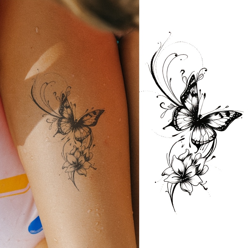 Ink Lotus , Herbal Temporary Tattoo Sticker, Waterproof And Long-lasting Non-reflective Women's Realistic Tattoo, Suitable For Back