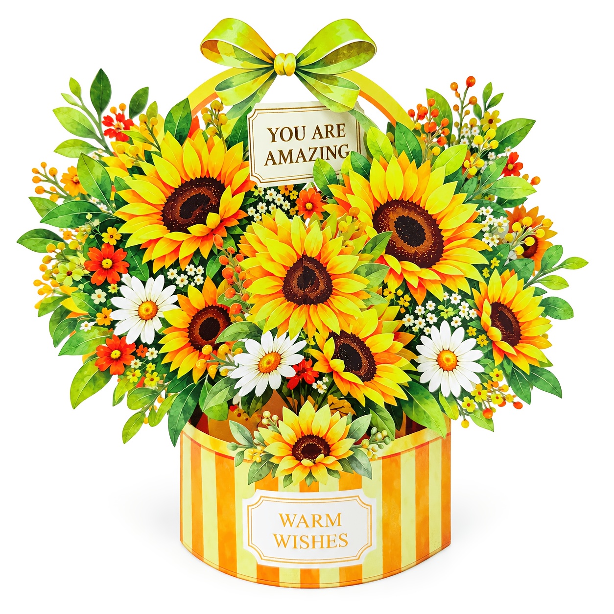 TEMU 3d Pop-up Sunflower Bouquet Greeting Card, Colorful Paper-art Flower Blessing Card. Suitable For Occasions Such As Birthdays, Expressing