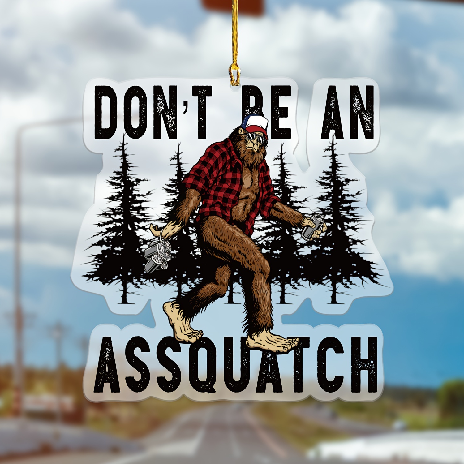 

1pc, Don't Be An Assquatch 2d Flat Acrylic Pendant, Car Rearview Mirror Decoration Pendant, Bag And Keychain Accessories Courtyard Hangings