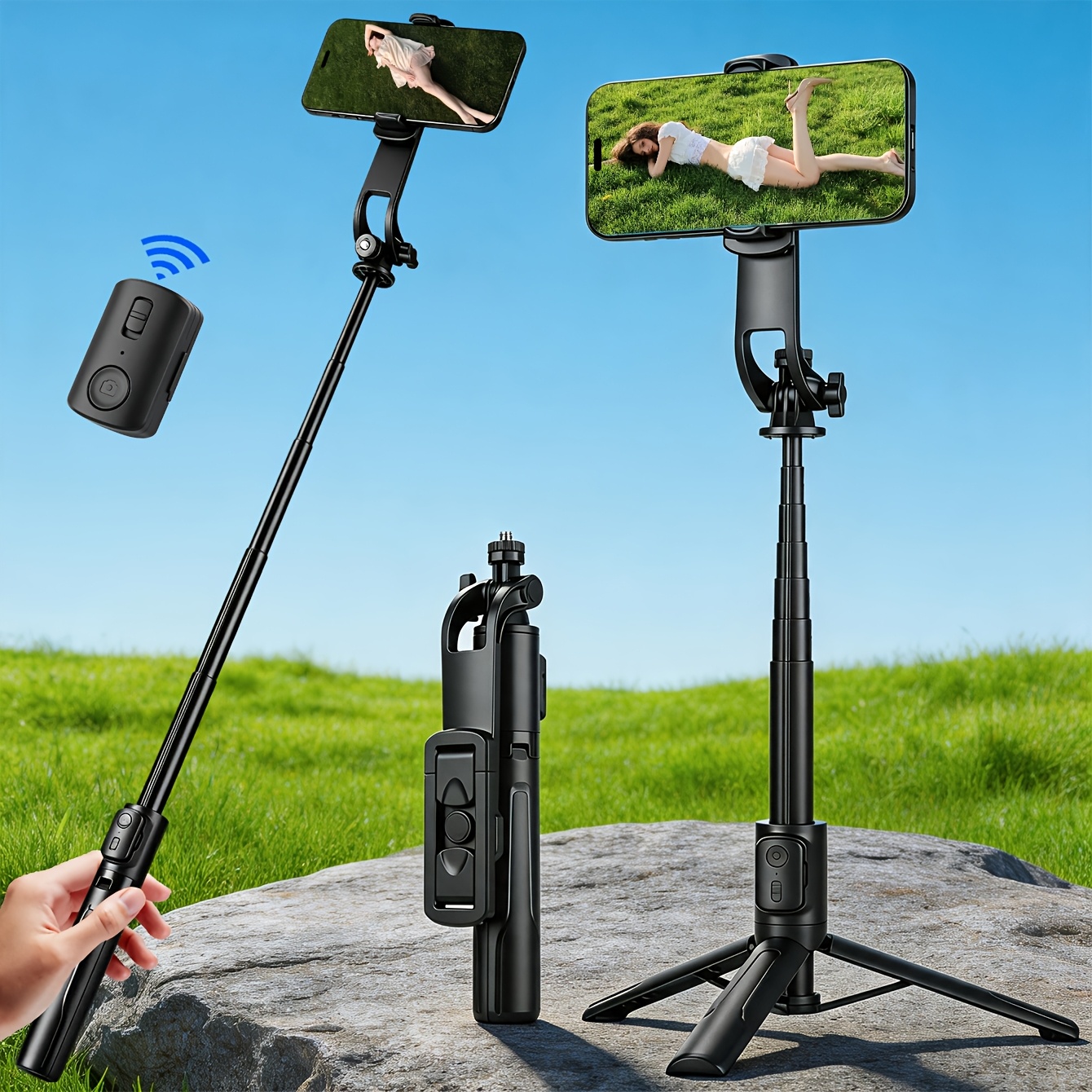40 Inch Selfie Stick Tripod with Wireless Remote – Extendable Phone Tripod Stand with 360° Rotation for iPhone 16/15/14/13/12/11 Pro Max, Samsung Galaxy & Android Smartphones — Zaynora Luxury Marketplace