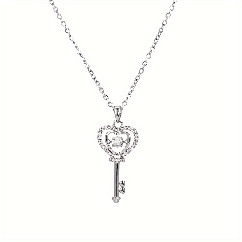 

Sparkling Moissanite Heart Key Necklace -timeless Elegant Style, The Perfect Gift For Family And Friends