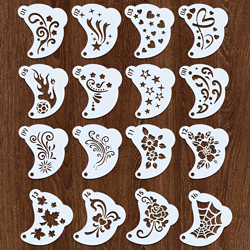 TEMU 16 modèles de peinture pour fêtes maquillage, jeux de rôle et anniversaires. Modèles réutilisables pour décoration murale personnalisée,