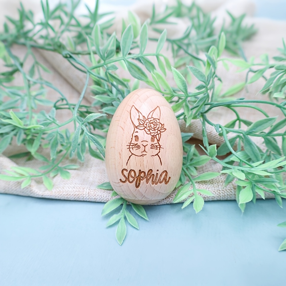 1pc Personalized Custom Name Engraved Bunny Rabbit Wooden
