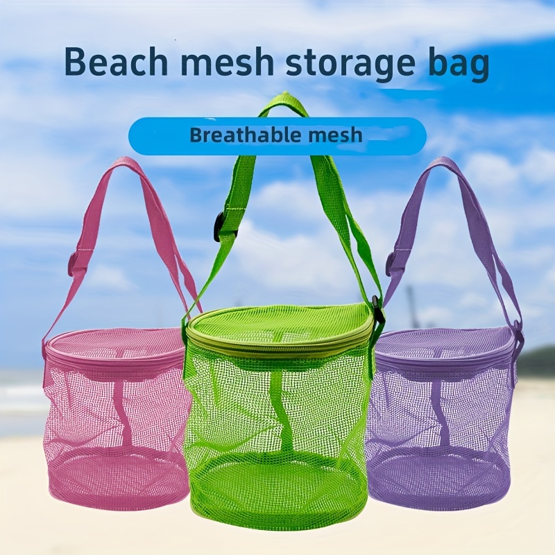 

lightweight" 1pc Mesh Beach Shell Storage Bag - Durable Nylon, Perfect For Youngsters & Father's Day Gifts