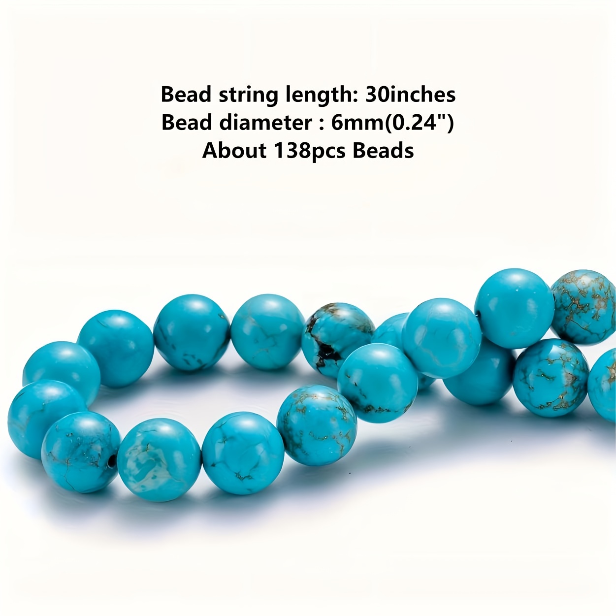 About 200/138/96/80/66pcs Beautiful Blue Turquoise Round Loose Beads, Measuring 4-12mm, Perfect For Like Bracelets And Necklaces, Ideal Gifts For Christmas, Halloween, Thanksgiving