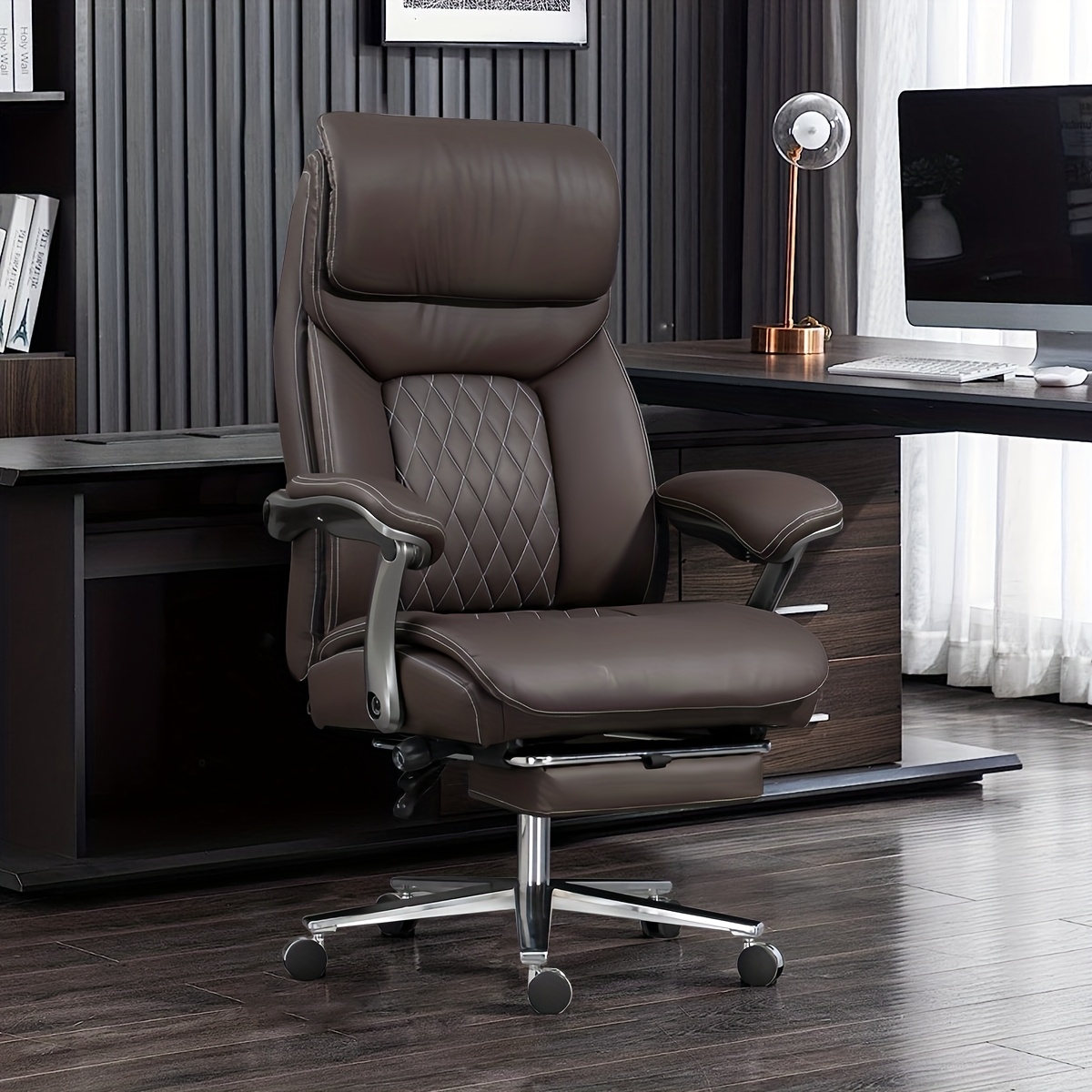 Office Chair, Luxury Executive High- Chair, Equipped With Retractable Footrests, Achieves And Support Experience Through