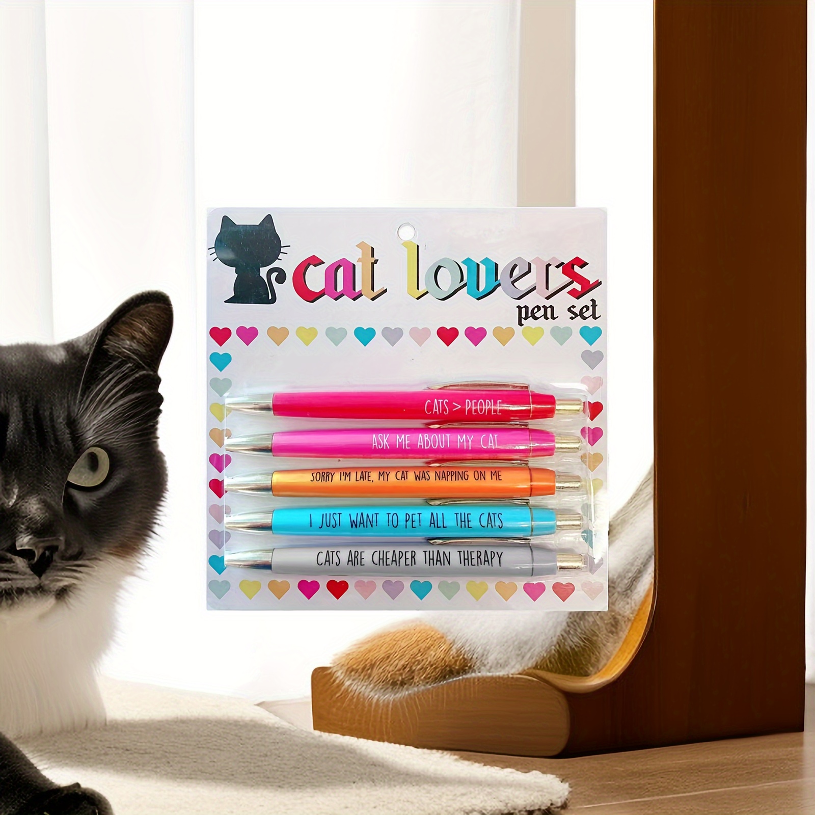 

5pcs/set, Cute Kawaii Cartoon Cat Dog Animal Gel Ink Pen Ballpoint Blue Ink Student Pens Rollerball Pens For Gift Stationery Office Supplies
