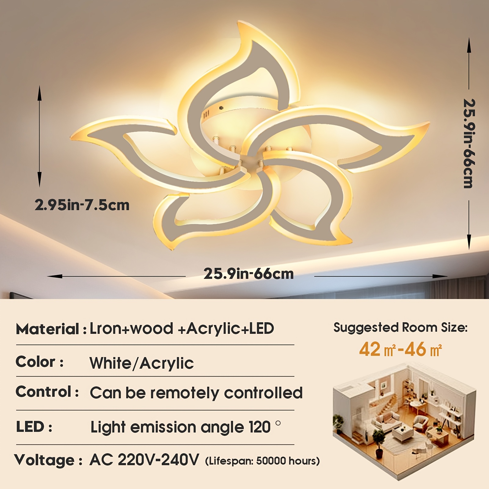 Modern Led Ceiling Light Dimmable 70w 7000lm With Remote Control, Flush Mount Ceiling Lamp 3000k 6500k Adjustable Color Temperature For Living Room Bedroom -46