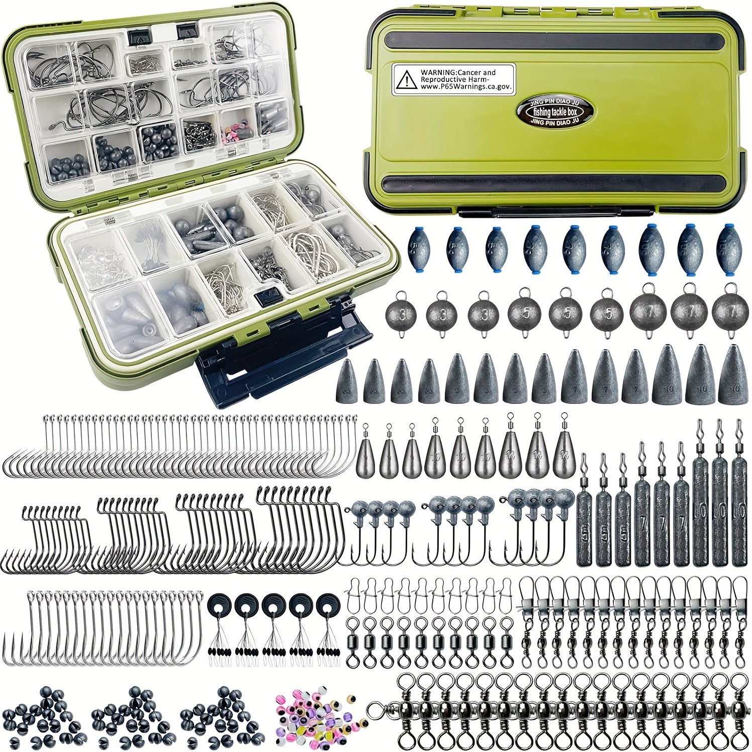 

306pcs Fishing Lure Accessories Kit Including Fishing Hooks, Fishing Sinkers Weights, Fishing Rubber Bobber Jigs Fishing Beads Fishing Swivels Snaps, Fishing Gear Kit With Tackle Box