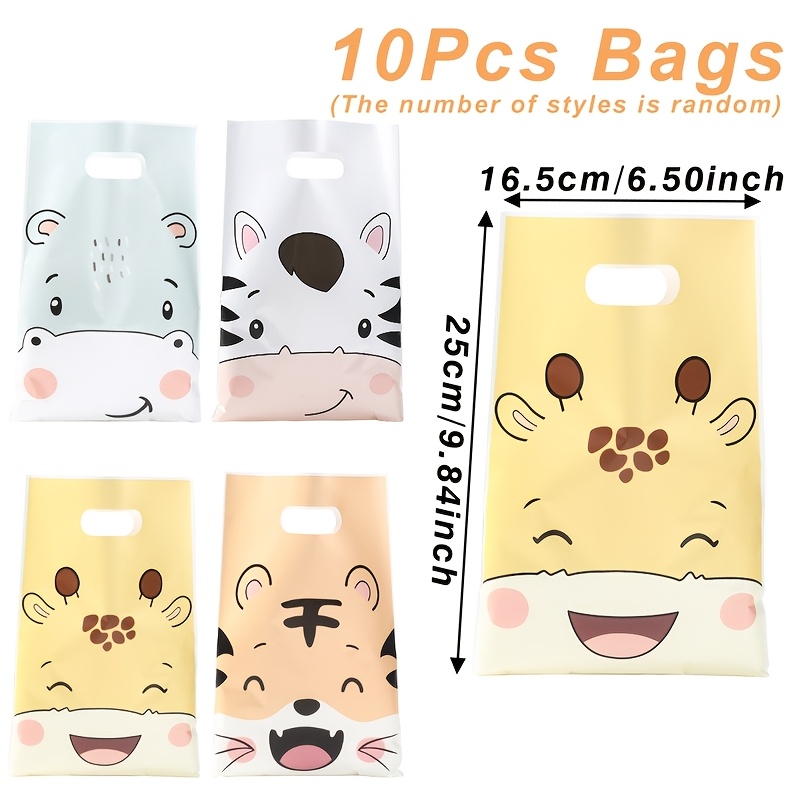 TEMU 10/25/50 Stück, Niedliche Cartoon Tier Handtasche Geschenktüte, Tiger Nilpferd Zebra Giraffe Muster Handtaschen, Zoo Themen Party Geschenktüten