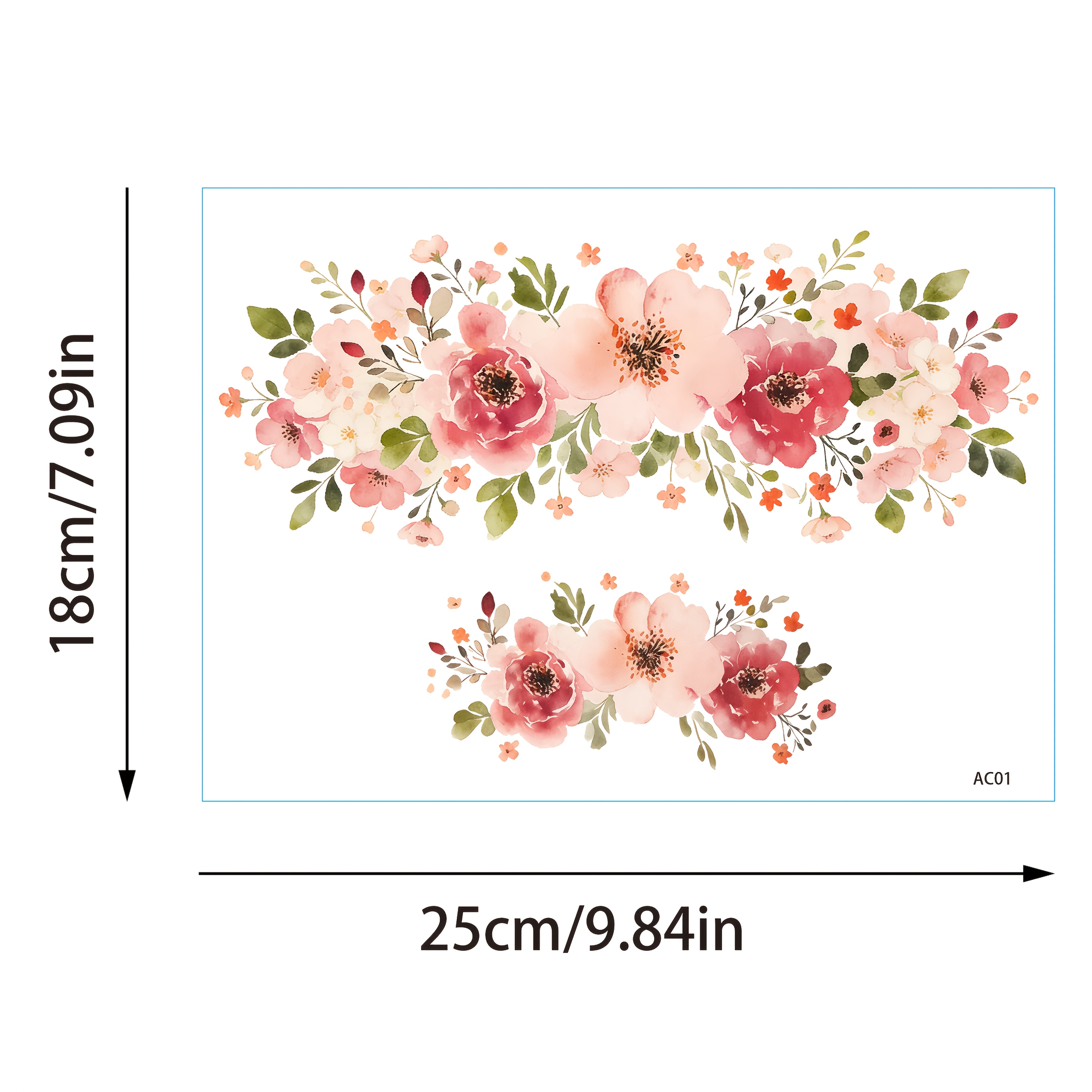 1pc, Fully Transparent Wall Sticker, Floral, Removable High Quality Pvc Decal, Suitable For Wall Decoration