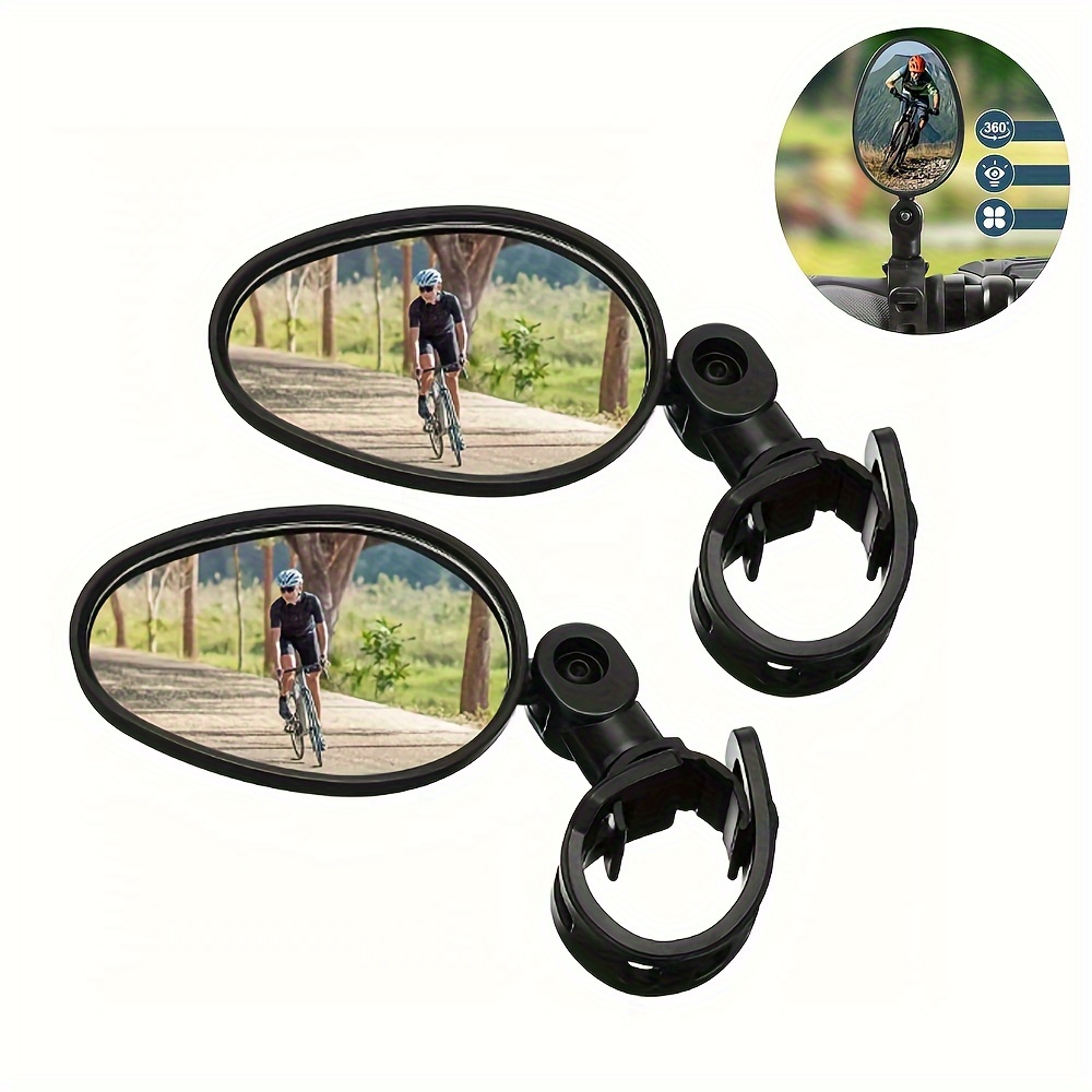 

2-piece Adjustable 360° Rotatable Bike Mirrors - Wide Angle Cycling Rear View Handlebar Mirrors, High-index Plastic, Fit For All Bikes - Perfect For Outdoor Adventures & Gifts
