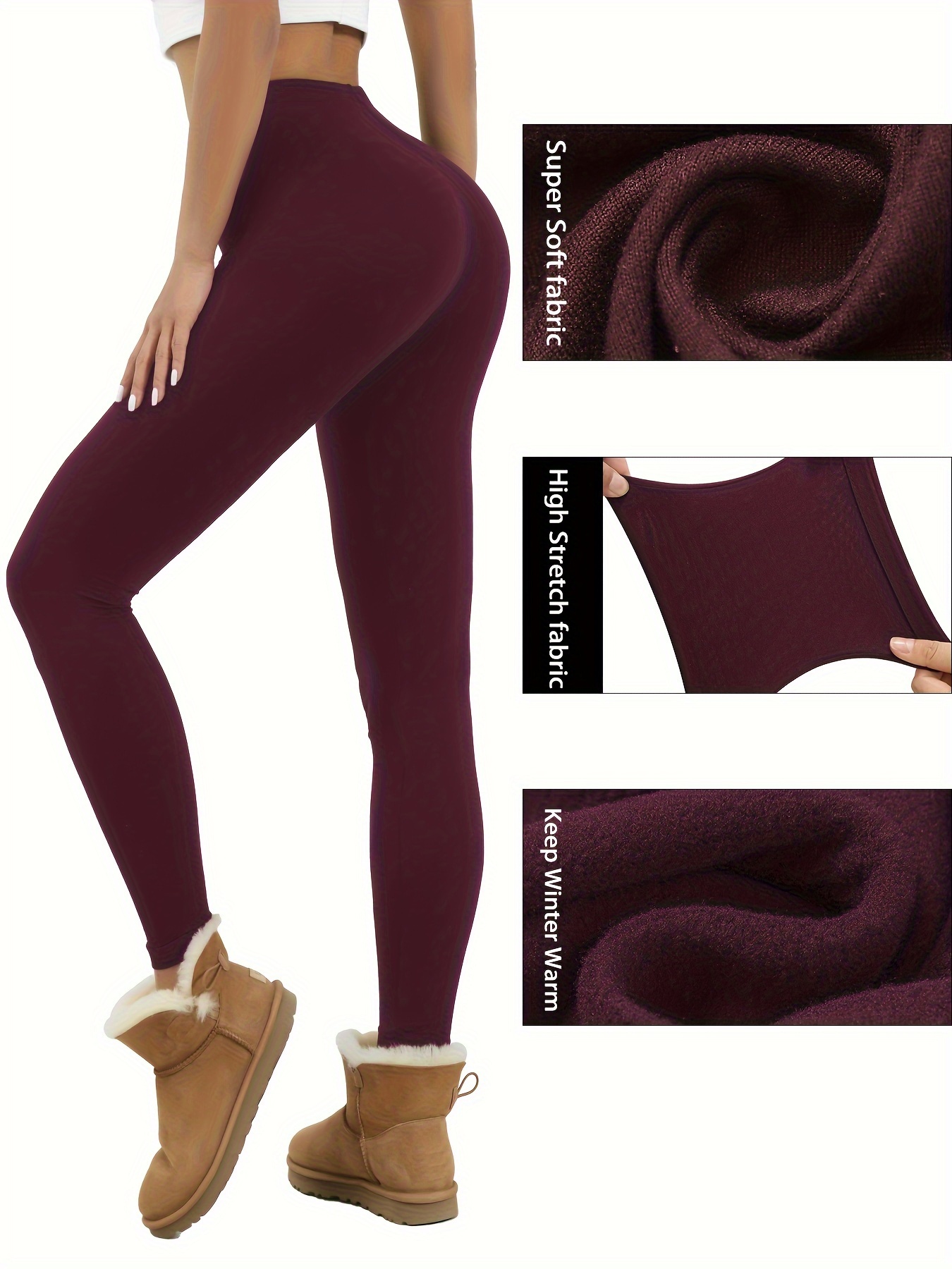 ZUTY Fleece Lined Leggings Women Water Resistant Winter Thermal High  Waisted Hiking Running Leggings with Pockets Plus Size Burgundy XS : :  Clothing, Shoes & Accessories