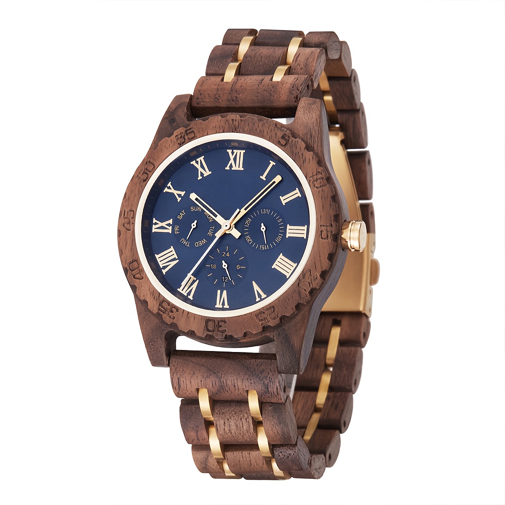 Image of Wooden Watch For Men Fashion Men's Quartz Wristwatches Wood Watch Mens Wrist Watches Anniversary Gift For Husband