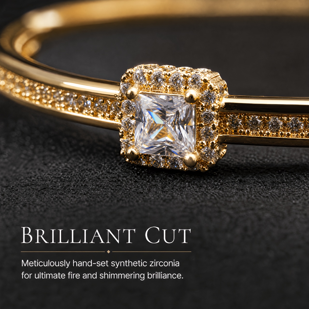 Women's Nickel-Free Golden-Tone Pave Bezel Clasp Bracelet