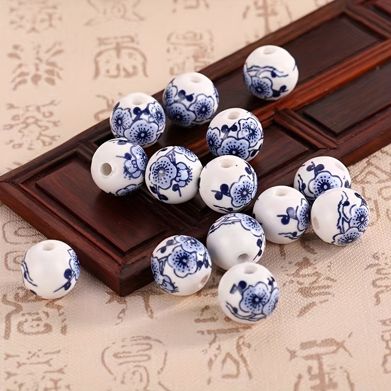 24pcs Big Plum Blossom Ceramic Beads for Handmade Jewelry