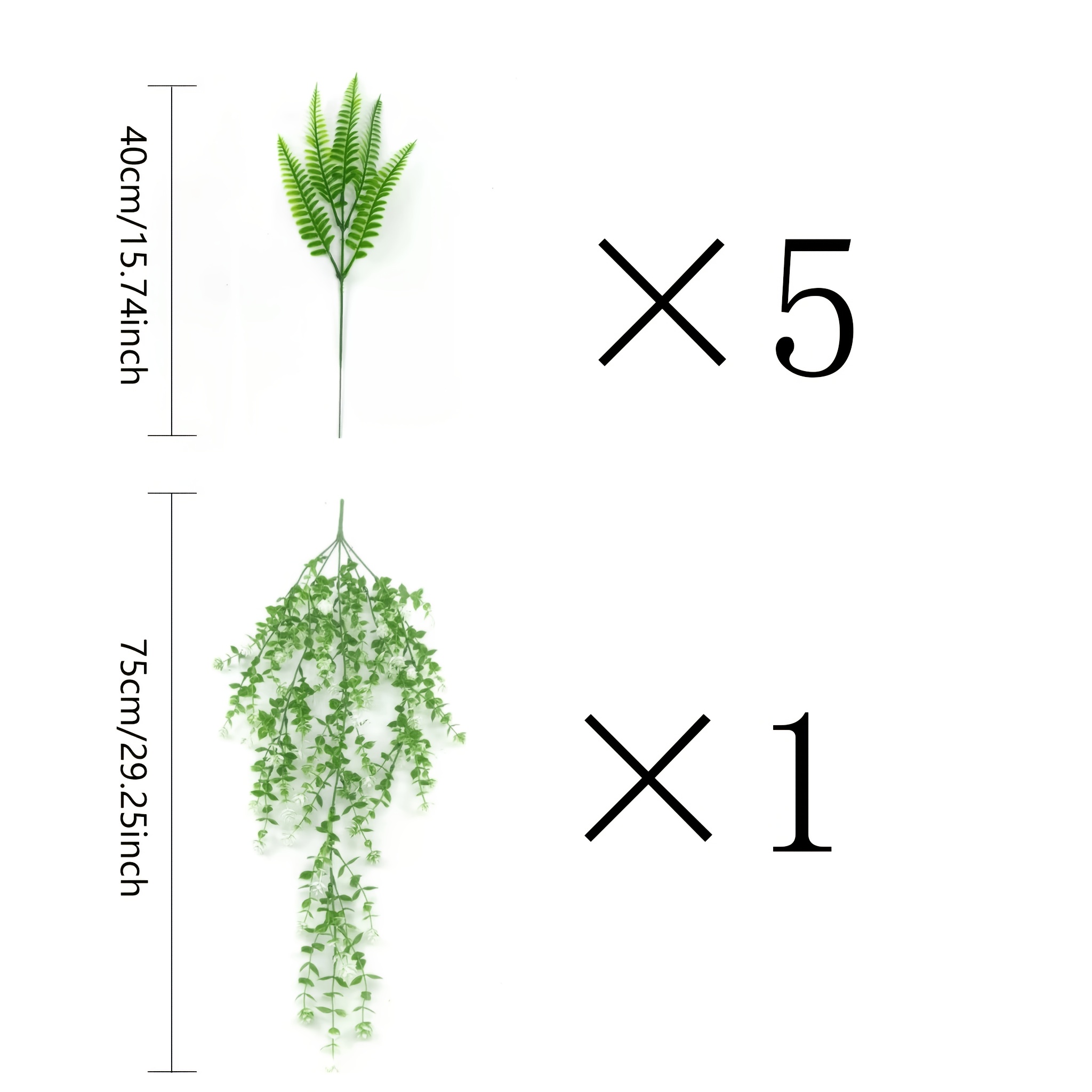 TEMU 6pcs Set Of Enormous Artificial Boston Ferns And Artificial Flowers, Suitable For Indoor And Hanging Decorations, Room Decoration, Garden