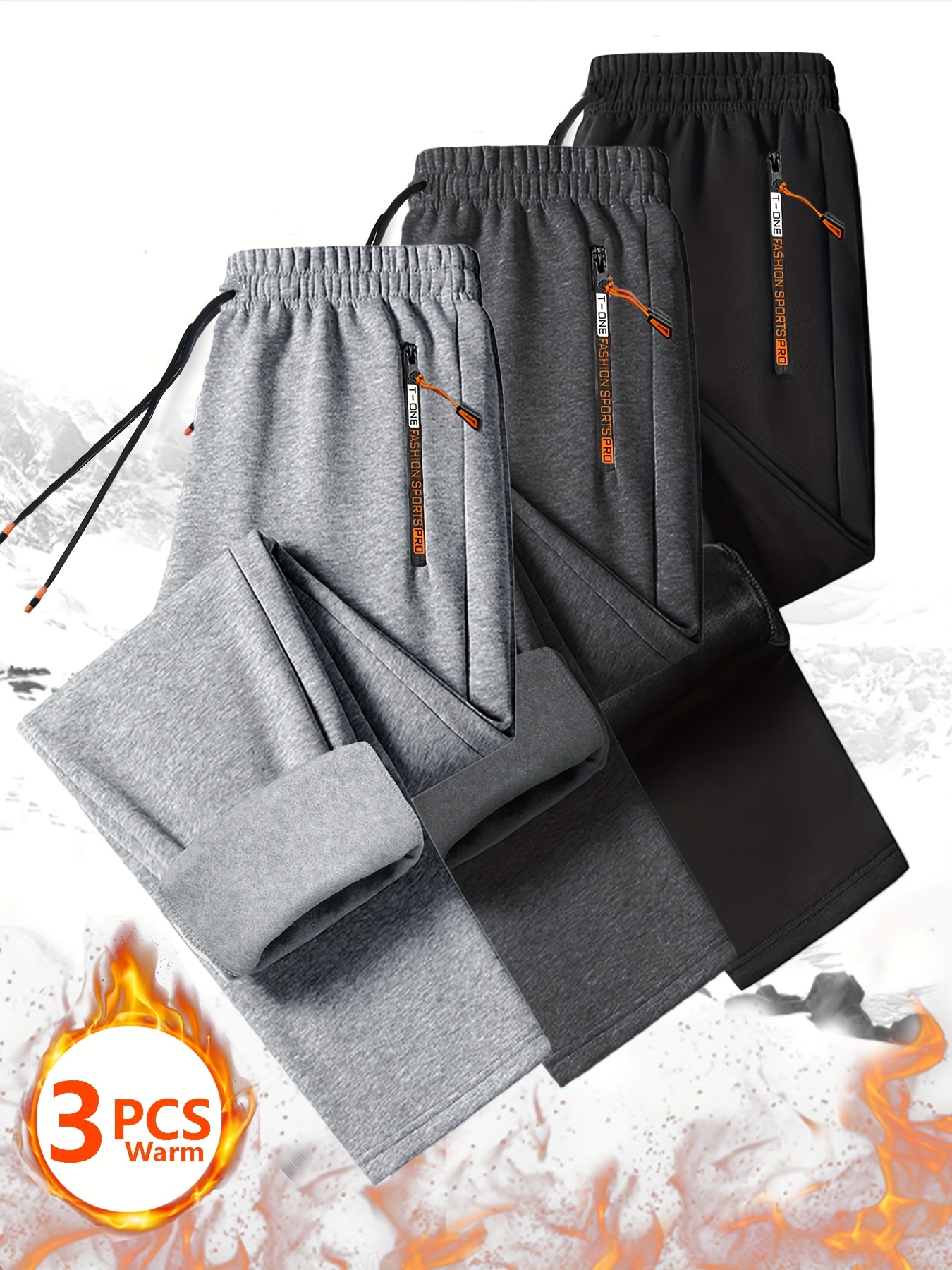 3pcs Men'S Winter Warm Fleece Sweatpants with Zipper Pockets - Casual Track Pants, Drawstring Waist, Solid Color, Regular Fit for Running, Workout, Gym & Outdoor Activities, Workout Pants, Gym Apparel, Sleek Design, Comfortable Fit, Men Fleece Lined Trouser, Men Fleece Trouser, Trouser For Men, Track Pant Men, Men Sport Pants, Men Jogging Pants, Men Pant, Sweatpant Men, Men Trouser, Jogger Pant For Men, Men Tracksuit Pants, Men Pants, Men Sports Pants, Men Warm Pants, Men Dress Pants
