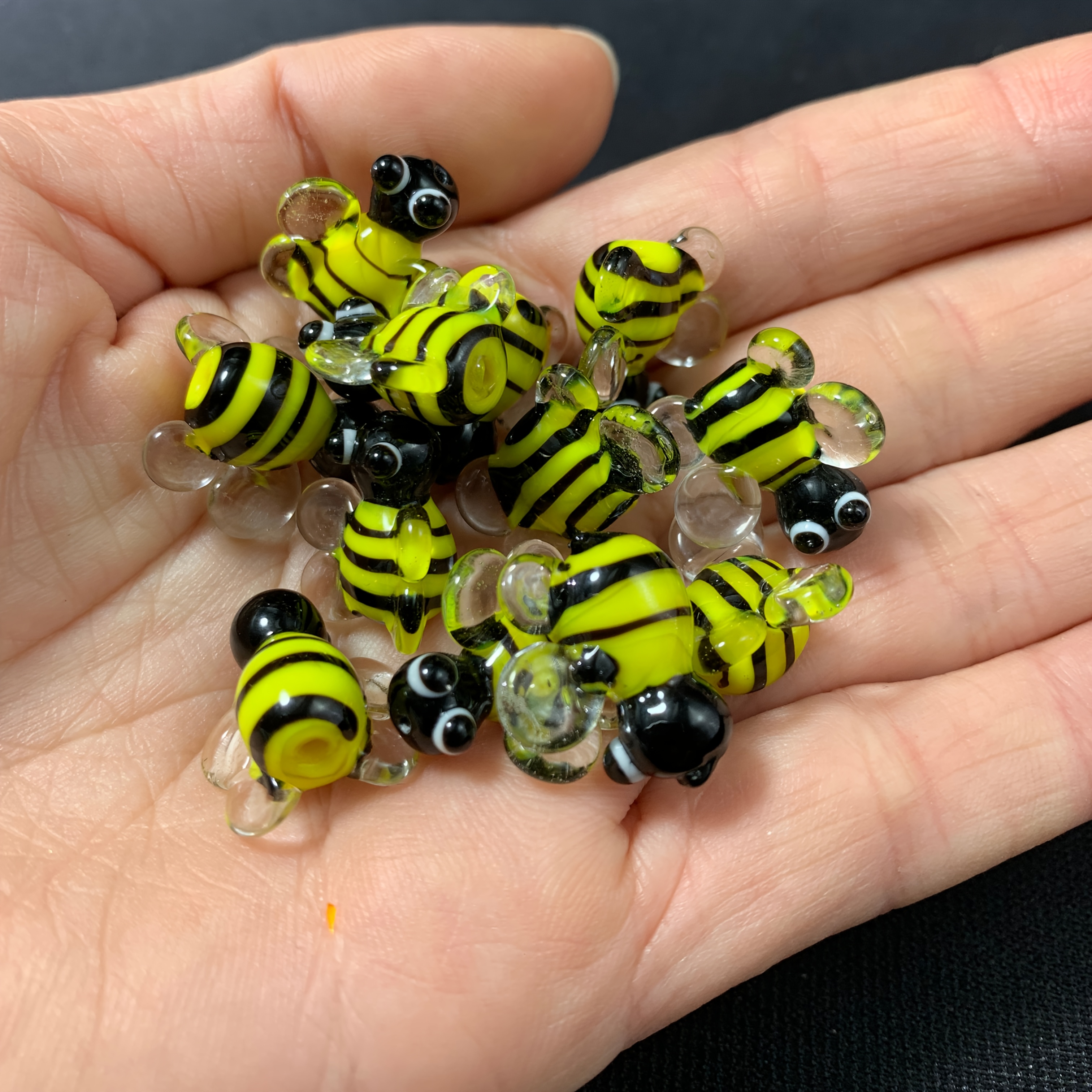 TEMU 15x17mm 5pcs Bee Glass Loose Beads, Hole Through, Bracelet Necklace Jewelry Making Supplies