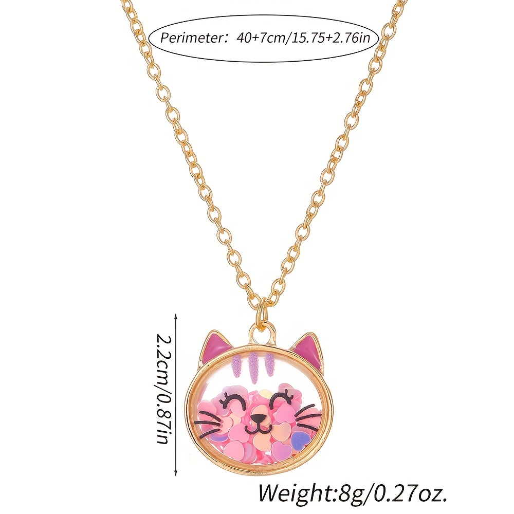 Girls' Cat Frog Bear Pink Filled Pendant Necklace