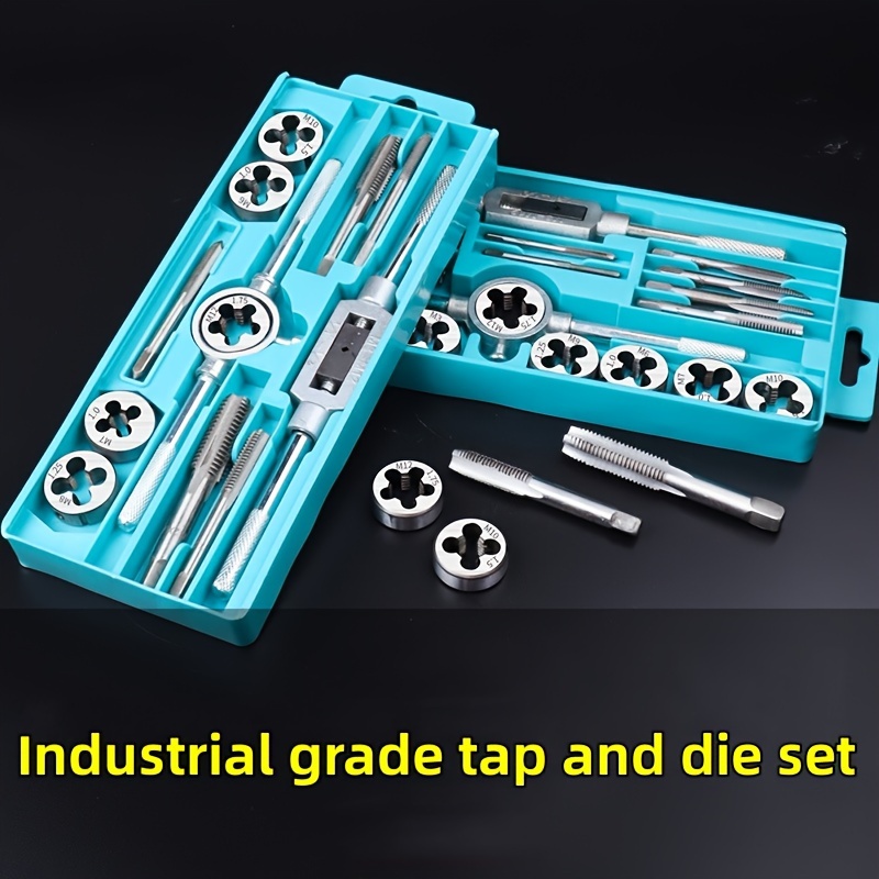 20pcs promaster jeu de tarauds et filières en métal, kit complet doutils de réparation de filetage avec jeu de tarauds et filières à main de qualité industrielle pour la réparation de vis détails 0