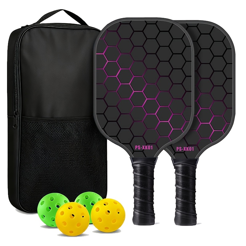 TEMU Fiberglass T700 Pickleball Tennis Racket Set, Includes 2 Rackets And 4 Balls - Heavy-duty Professional/beginner/, Durable Equipment
