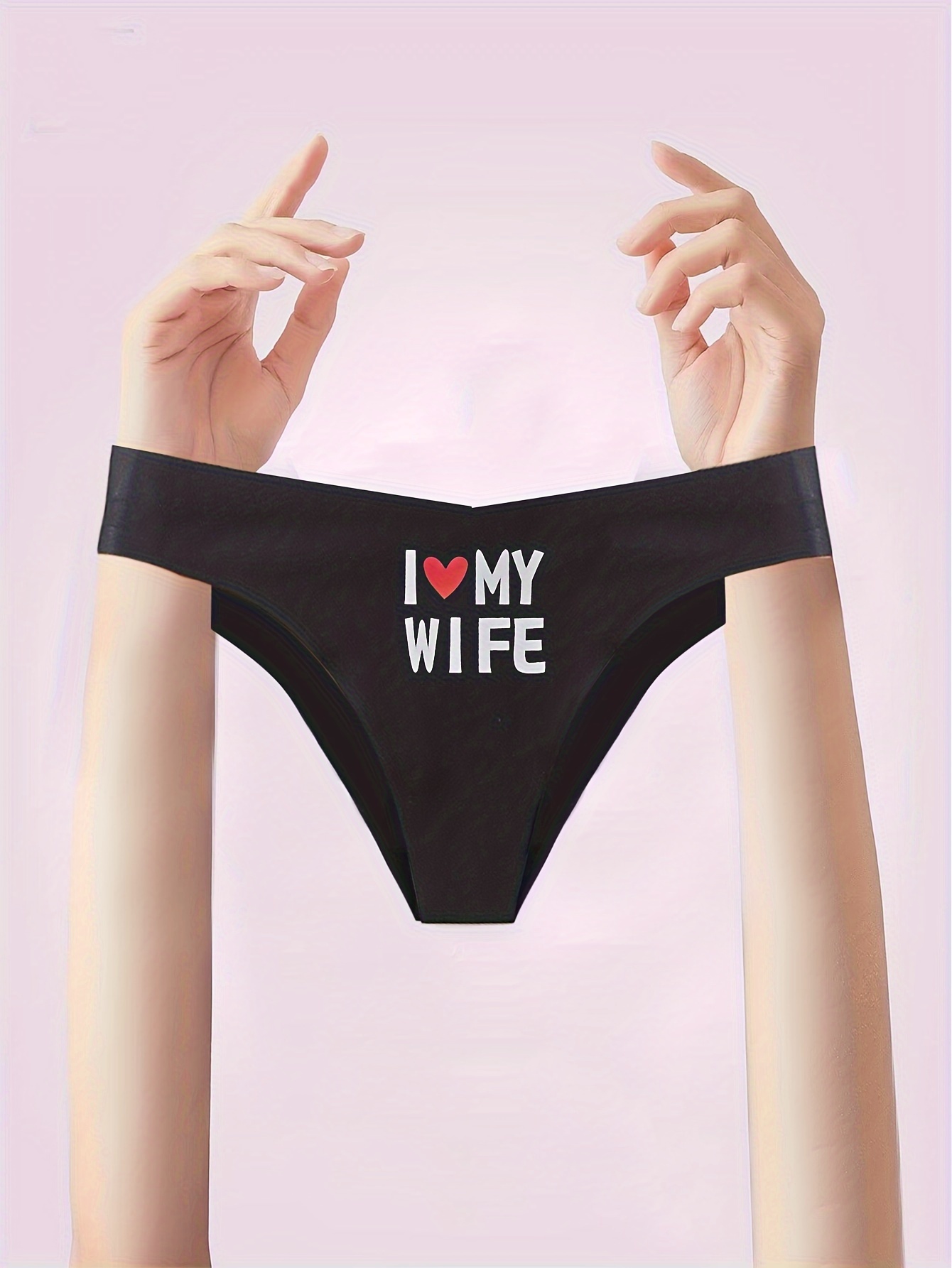 Heart Wife Slogan Print Briefs Hot V Shaped Intimates - Temu