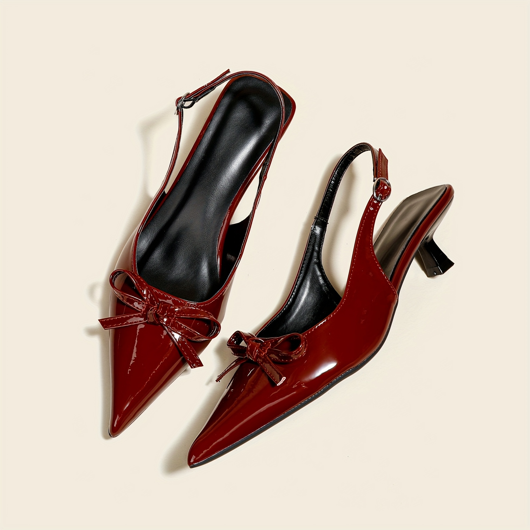 Kitten Heel Pumps Inch Red Shoes Women's Elegant Pointed Toe