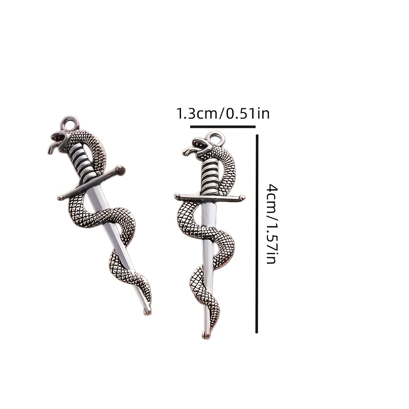 3D Retro Snake-Shaped Twisted Swords Pendant Set
