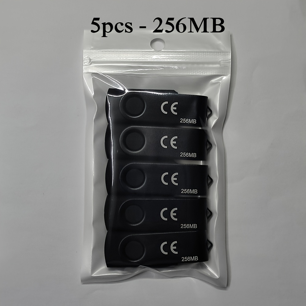 TEMU 5pcs Clip Usb Flash Drives 256mb-32gb, Laser Printed Label, Usb 2.0, Durable & Stylish For Everyday Use, Clip Storage, , Metallic Finish