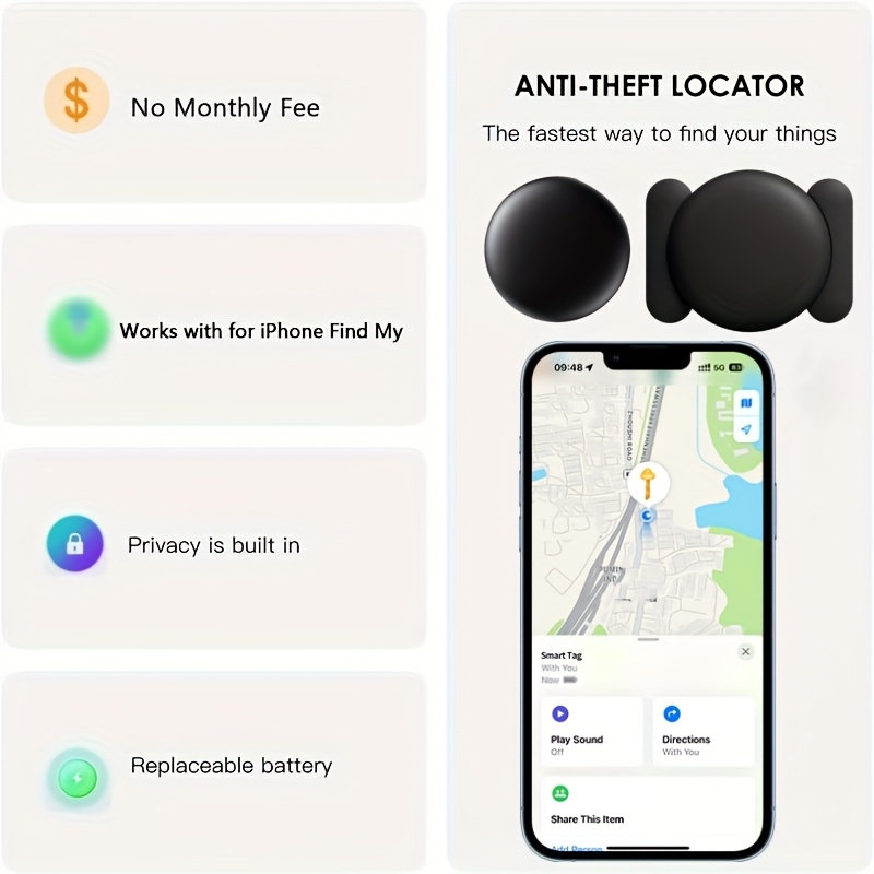 smart   for     app (iphone/ipad) - 5.0-like anti-loss   magnetic attachment, replaceable &   - ios locator tag for keys, luggage, car, backpacks (compatible with  , tracking device, car tracking device,   device,    ,   for car, tracking device for vehicle, vehicle  , tags for tracking, key finder locator,   device for vehicles,   for vehicles, tracking device for car, Product details 2