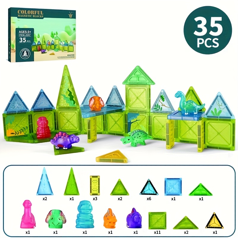 TEMU 35/49/55/175/230pcs Deluxe Magnetic Stacking Block - Children's Magnetic Blocks, Diy Creative World Toys, Stem Sensory Education Outdoor Toys,