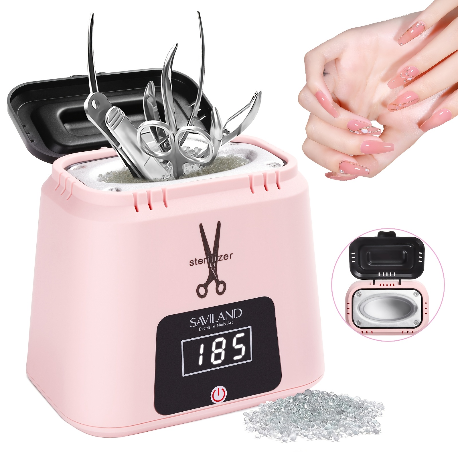 

Saviland Nail Tool Sterilizer Electric: High-temperature 365 Sterilizer For Nail Tools Portable Pink Nail Sterilizer With Glass Beads To Tools Salon & Esthetician Supplies