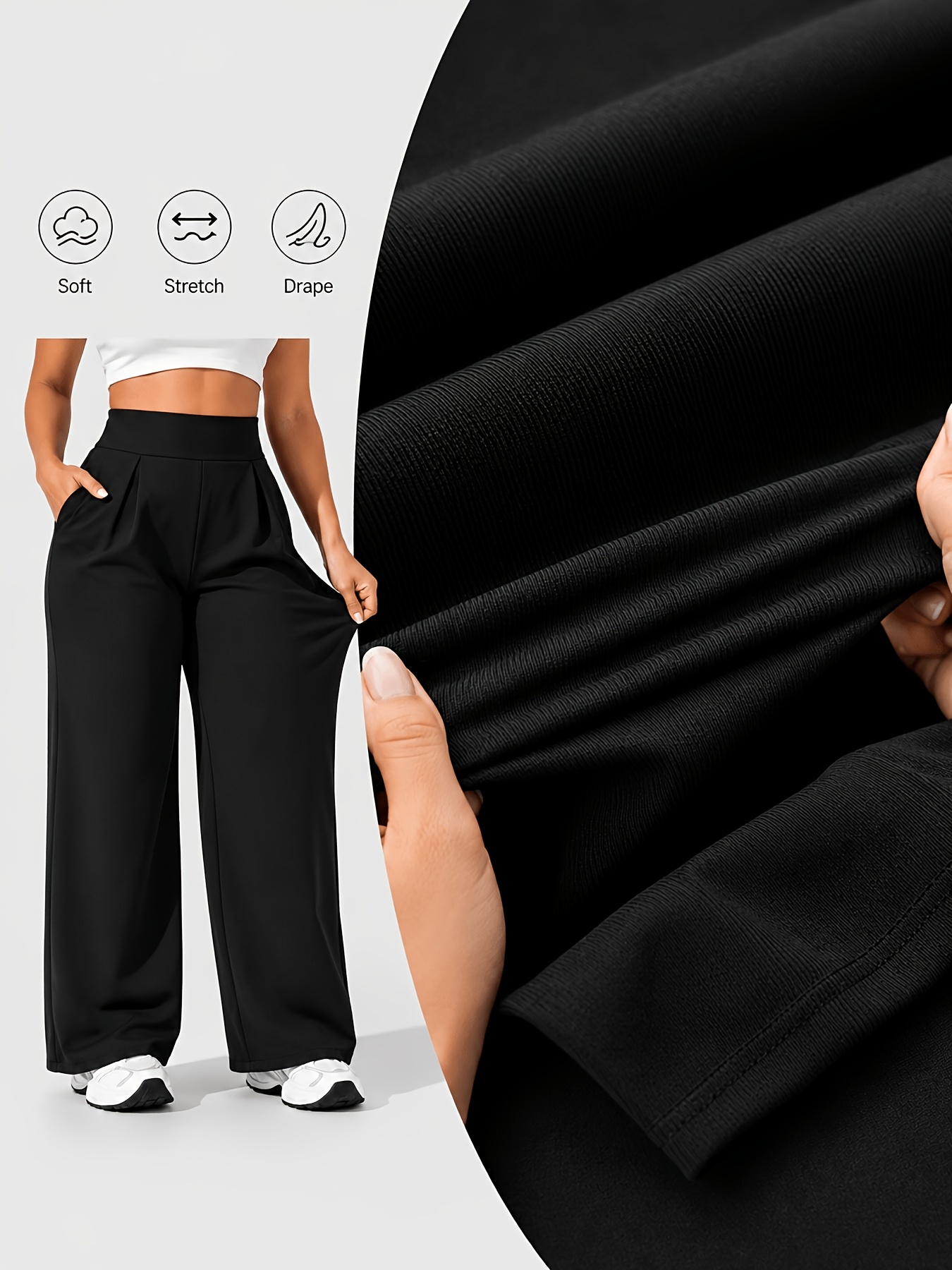 Pantalon Yoga Femme Grande Taille Pantalon de yoga grande taille taille haute jambes larges pour femmes 0XL-4XL Contrôle du ventre Anti-boulochage Anti-penetration Plissé avant Trousseaux latéraux profonds Double face Super doux 4 directions extensible Pantalon de sport décontracté pour yoga Salle de sport Travail en extérieur Toutes saisons