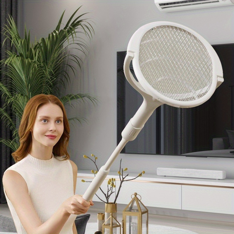 2 in 1 6 in 1 1pc rotating head rechargeable mosquito swatter with telescopic extension rod electric fly swatter racket insect repellent racket indoor insect and fly repellent device insect and fruit fly repellent device Product details 3