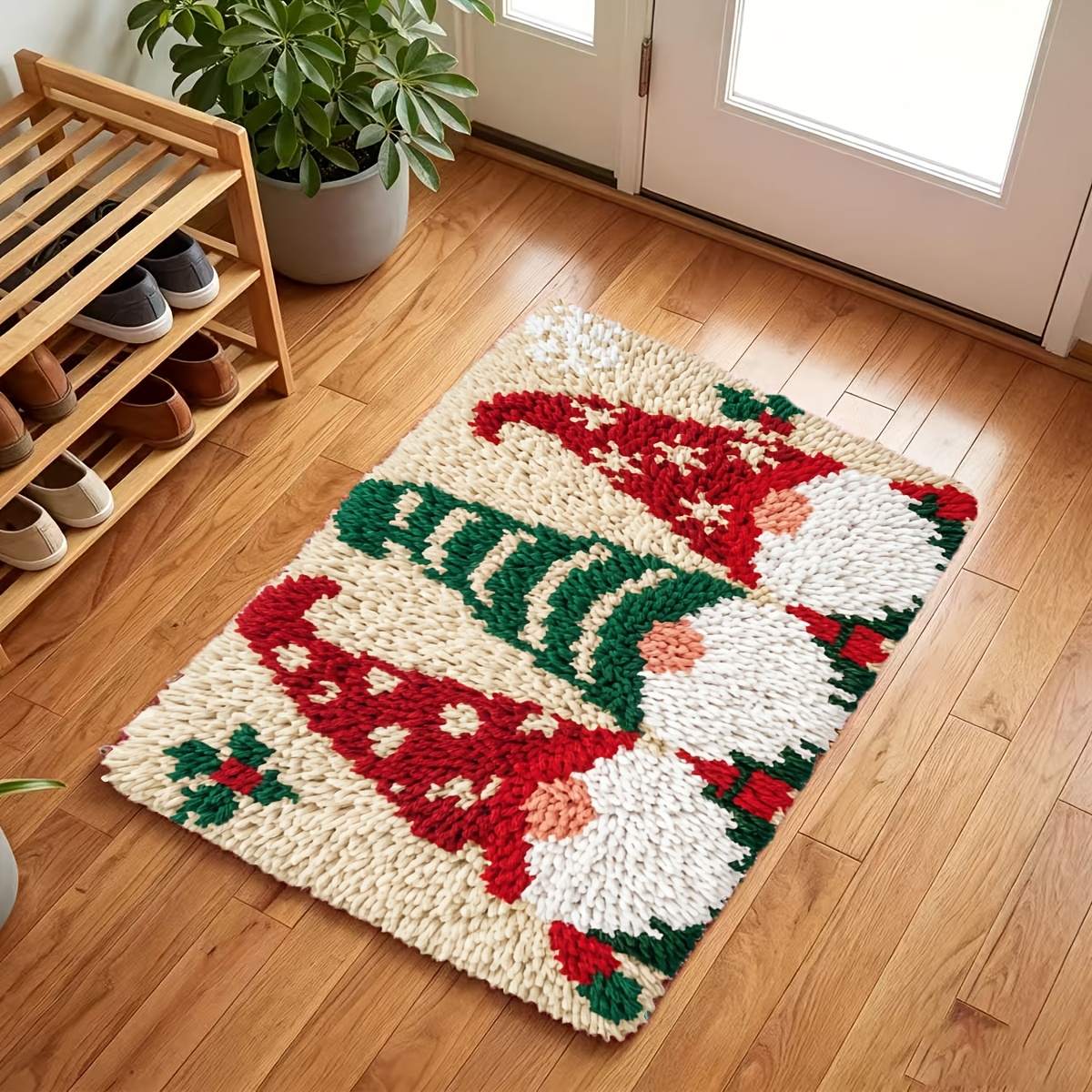 39x57cm DIY Latch Hook Kit with Three Christmas Elves Design
