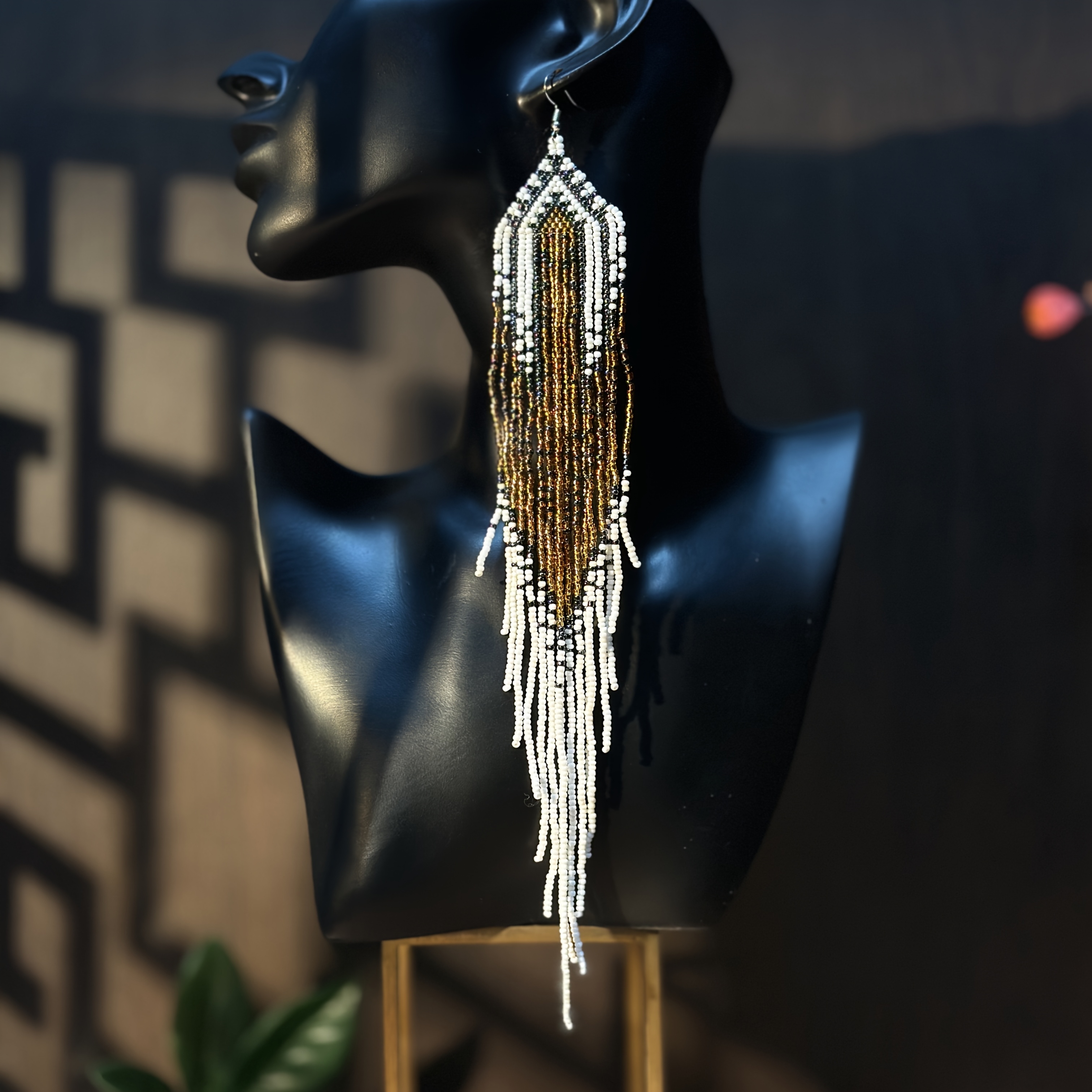 Long Beaded Tassel Earrings, Bohemian Style, Handmade