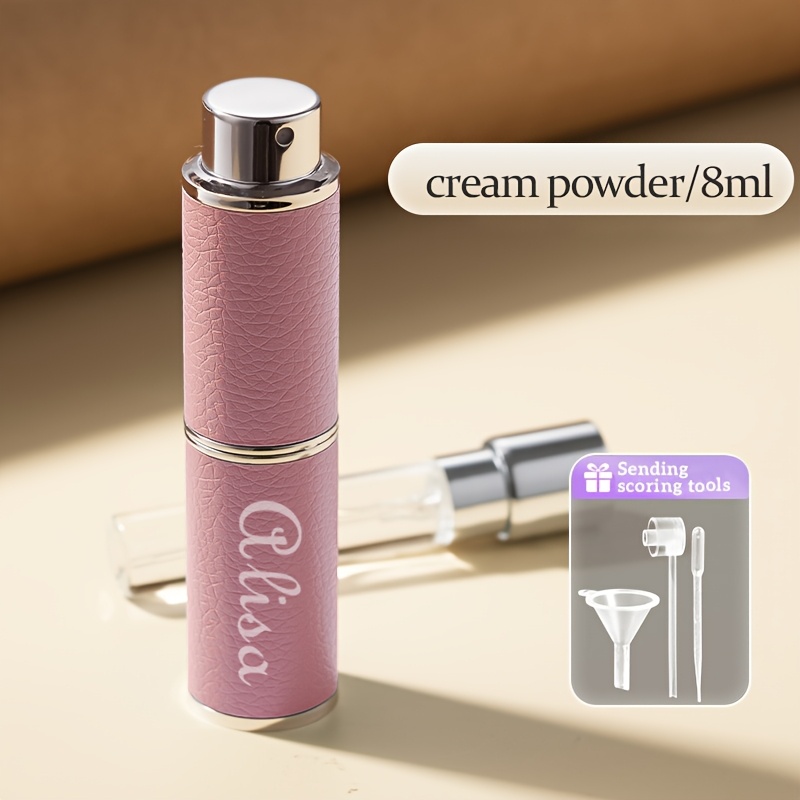 TEMU 1pc Personalized Name/logo Perfume Bottle - Text/logo, 8ml Leakproof & Lightproof Travel-sized Spray Bottle, White & Red For Cologne, Perfume