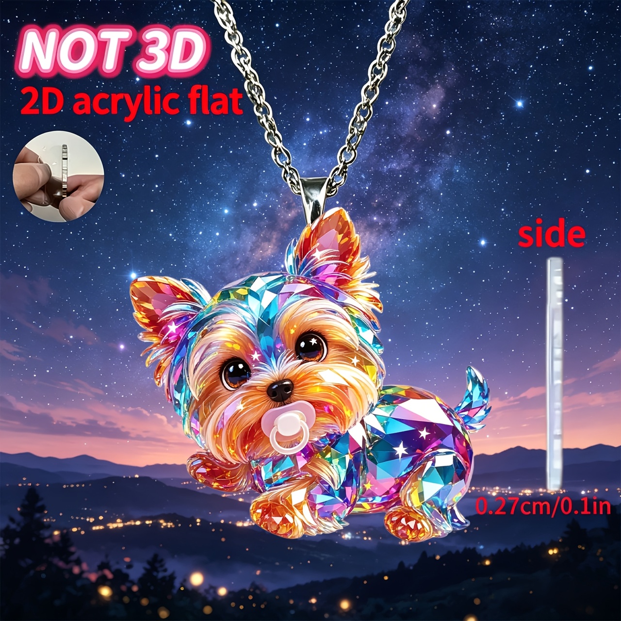 Women's 2D Acrylic Cute Puppy Pendant Necklace, Gift for Her