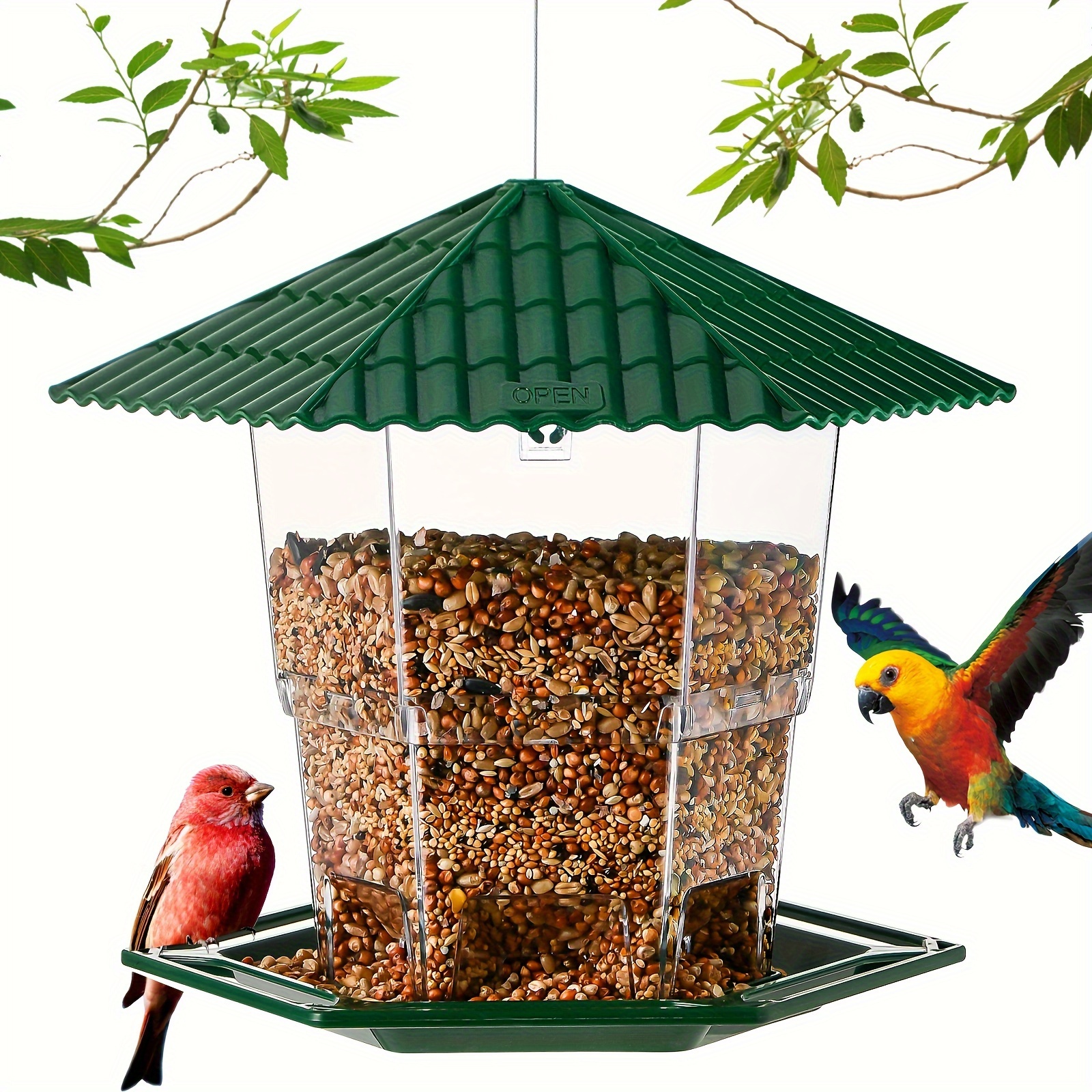 

Squirrel-proof Outdoor Bird Feeder - Plastic, Ideal For & , No Battery Needed