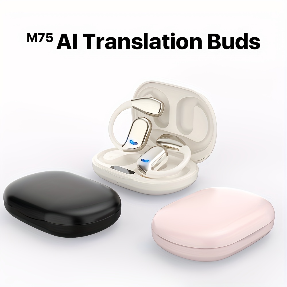 3-in-1 AI Translation Earbuds with Wireless Bone Conduction Headphones, Instant Translation for 156 Languages, Available in Beige and Black