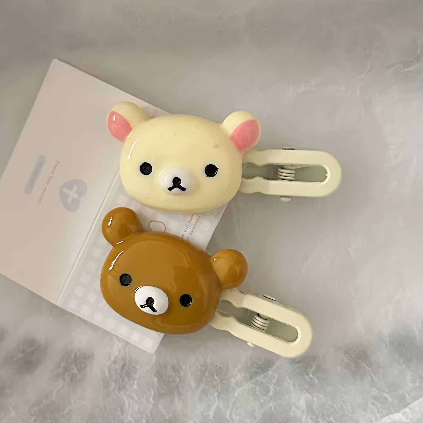 

2pcs Cartoon Bear Hair Clips - Resin, Cream & Milk With , Easy-to- Side Clips, Ideal Graduation Gift For