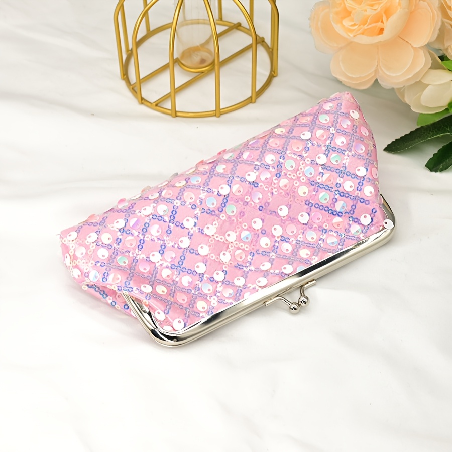 Elegante Pailletten-Clutch mit Kussverschluss Große Kapazität im  Punktmuster, Polyester für Frauen für Partys, Hochzeiten den